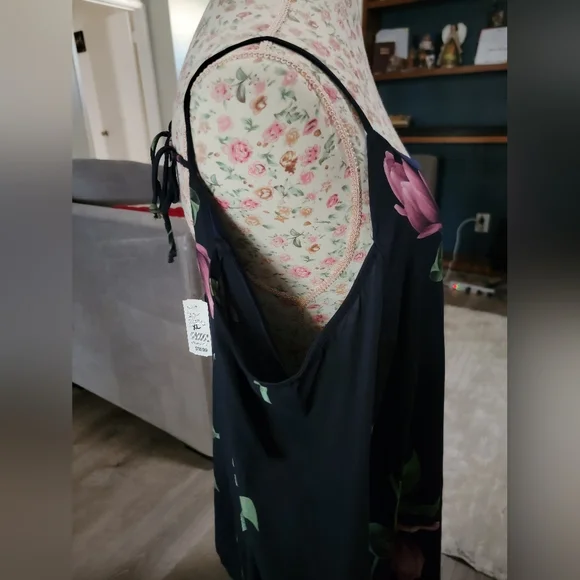 Nwt Floral Print Navy Dress Size XL - Picture 6 of 6